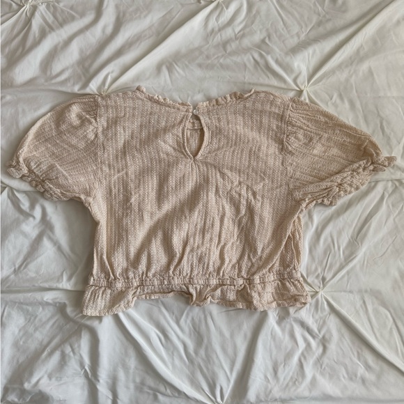 Tan/Beige Cropped Ruffle Top - Picture 2 of 2